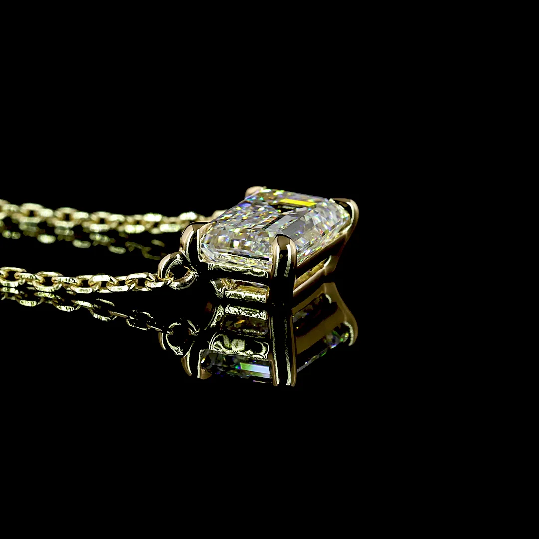 1.05 Cts 14k Yellow Gold Emerald Shape Pendant Pendant - Image 2