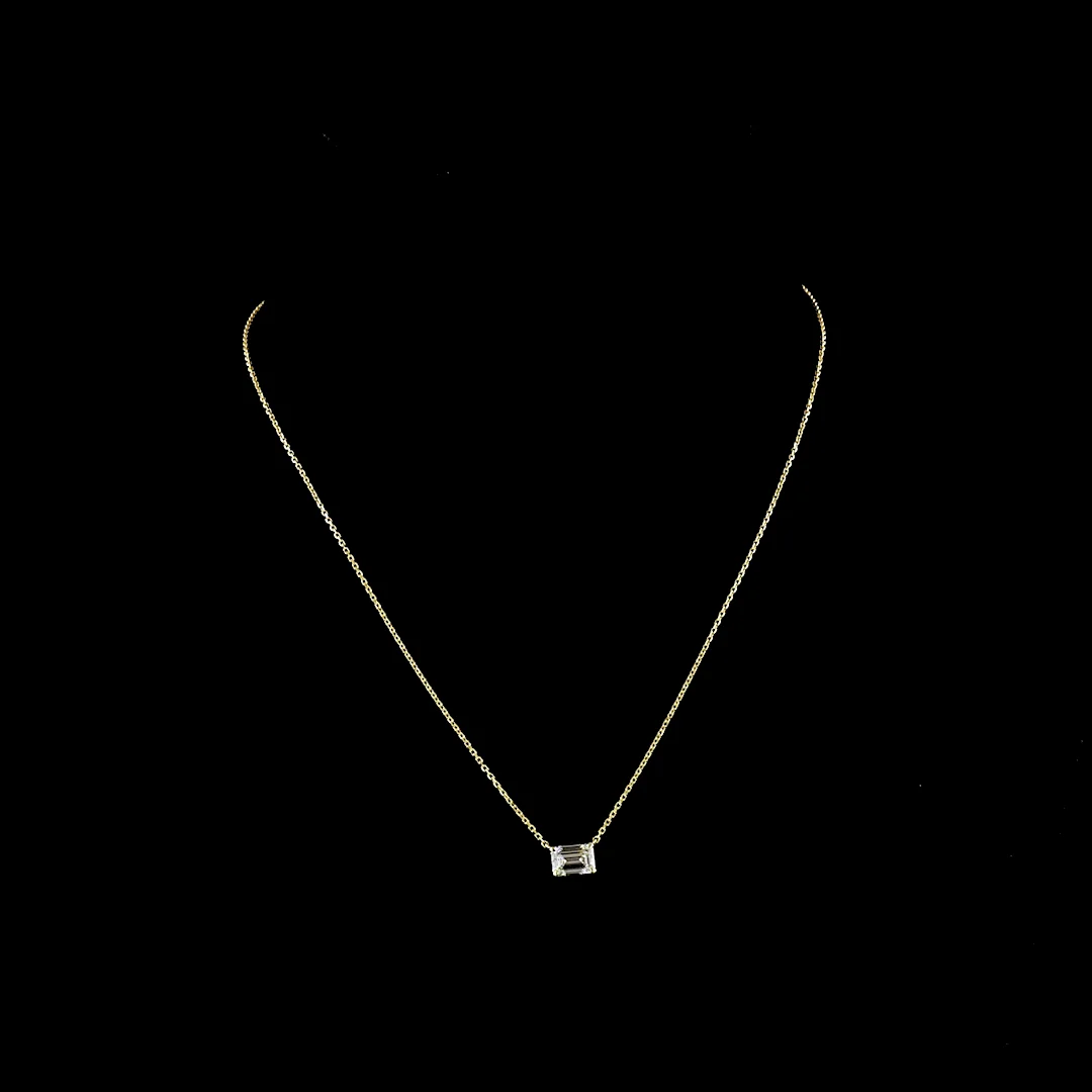1.05 Cts 14k Yellow Gold Emerald Shape Pendant Pendant - Video