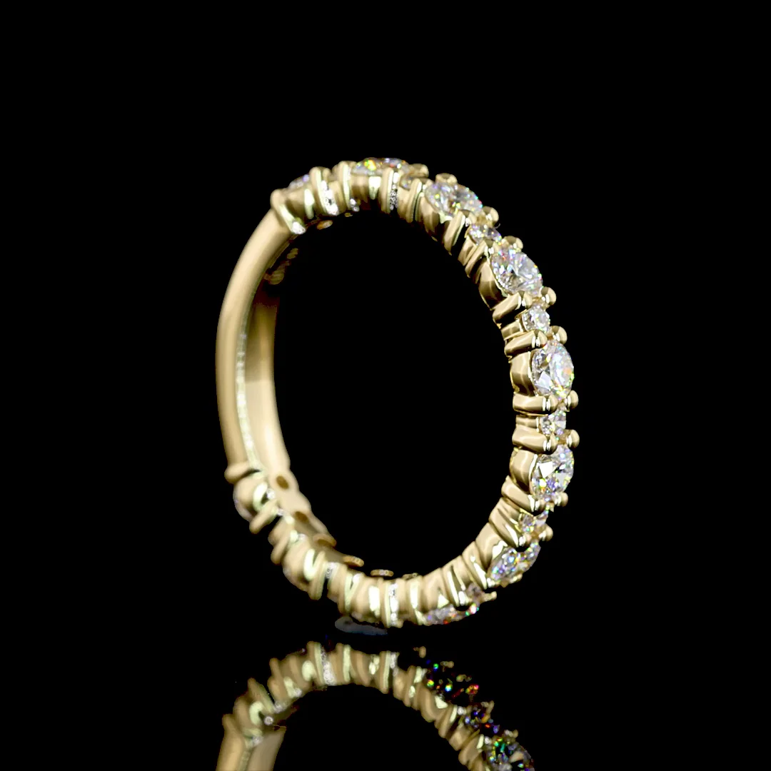 0.74 Cts 14k Yellow Gold Round Shape 3/4 Band Eternity Band - Image 2