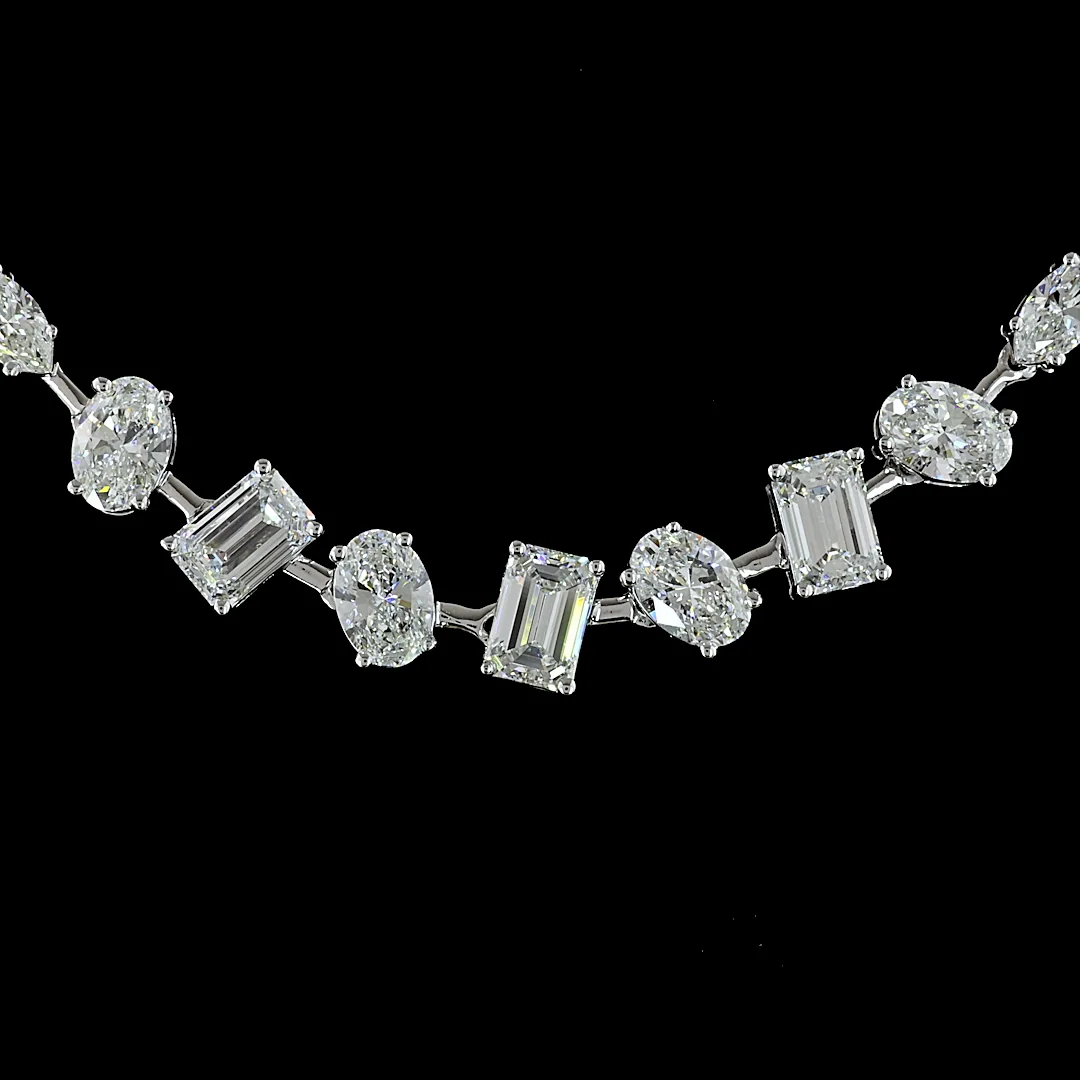 9.9 Cts 14k White Gold Mix Shape Tennis Necklace - Image 3