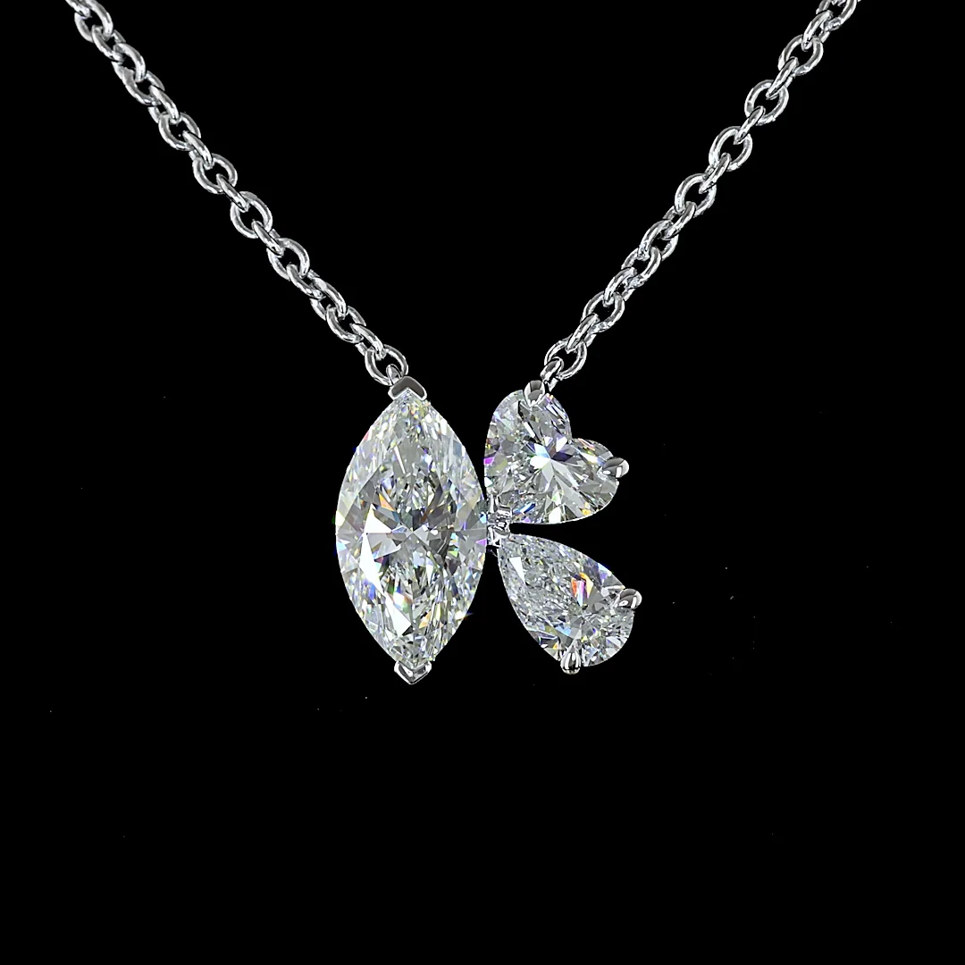 2.56 Cts 14k White Gold Mix Shape Pendant Pendant - Image 3