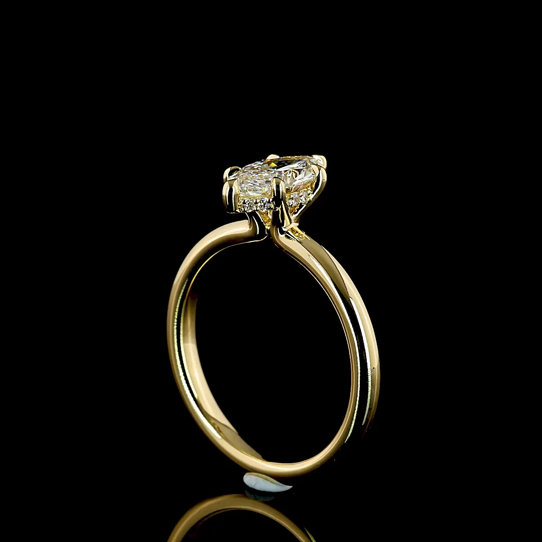 1.11 Cts 14k Yellow Gold Marquise Shape Hidden Halo Ring - Image 2