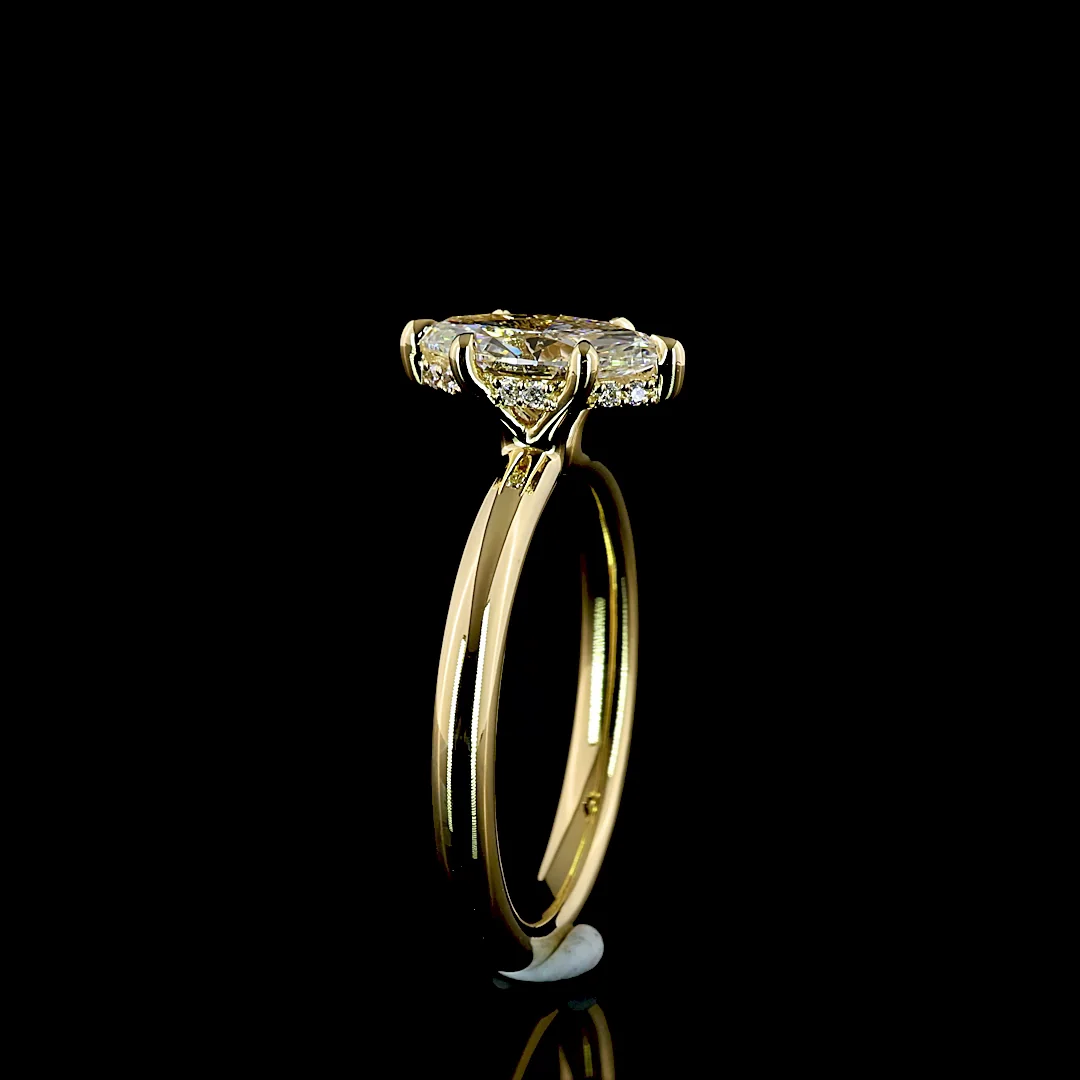 1.11 Cts 14k Yellow Gold Marquise Shape Hidden Halo Ring - Image 4