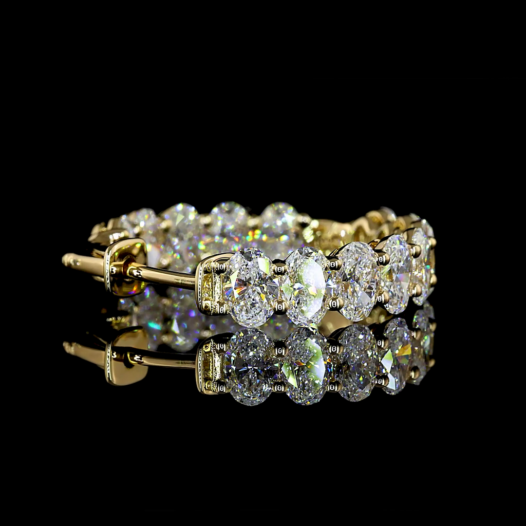 5.77 Cts 14k Yellow Gold Oval Shape Huggies Earring - Image 4