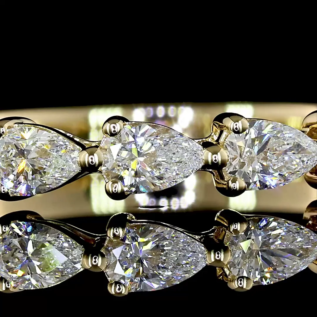 0.65 Cts 14k Yellow Gold Pear Shape 7 Stones Eternity Band - Image 3