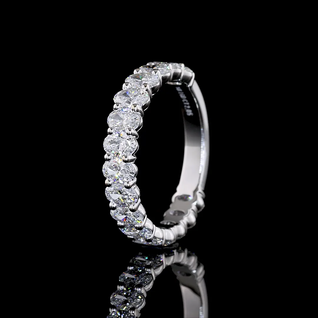 2.05 Cts 14k White Gold Oval Shape 3/4 Band Eternity Band - Image 4