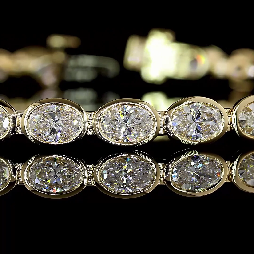 6.34 Cts 14k Yellow Gold Oval Shape Tennis Bracelet - Image 2