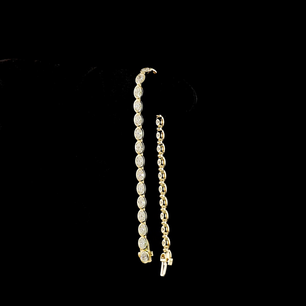 6.34 Cts 14k Yellow Gold Oval Shape Tennis Bracelet - Image 3