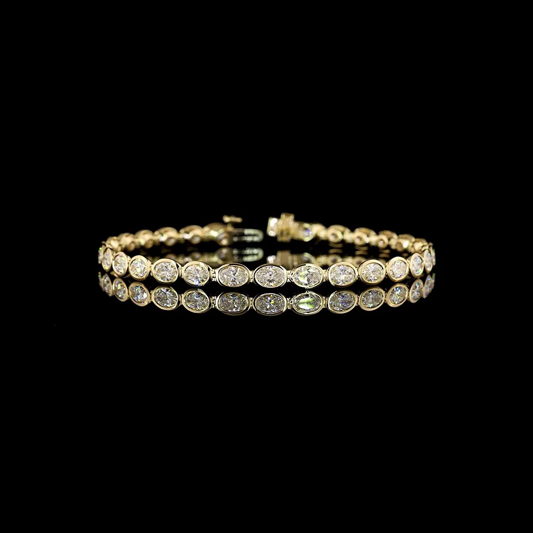 6.34 Cts 14k Yellow Gold Oval Shape Tennis Bracelet - Video