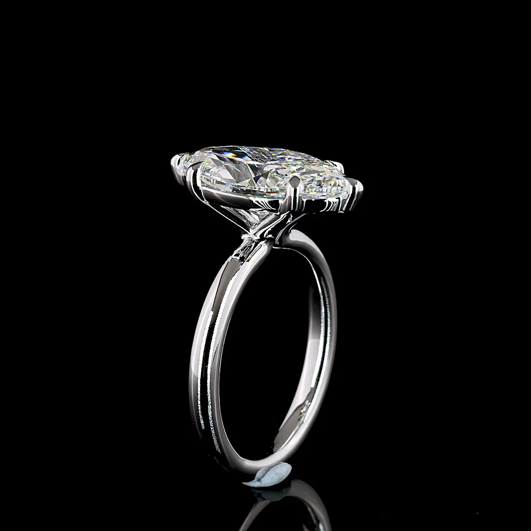 4.17 Cts 14k White Gold Marquise Shape Solitaire Ring - Image 4