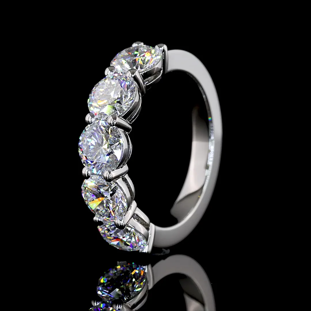 3 Cts Platinum Round Shape 5 Stones Eternity Band - Image 4
