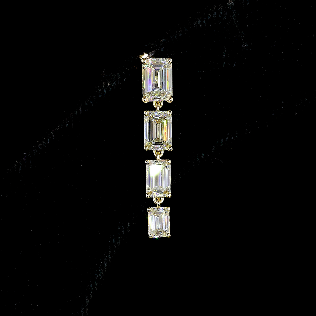 2.61 Cts 14k Yellow Gold Emerald Shape Hanging Earring - Image 3