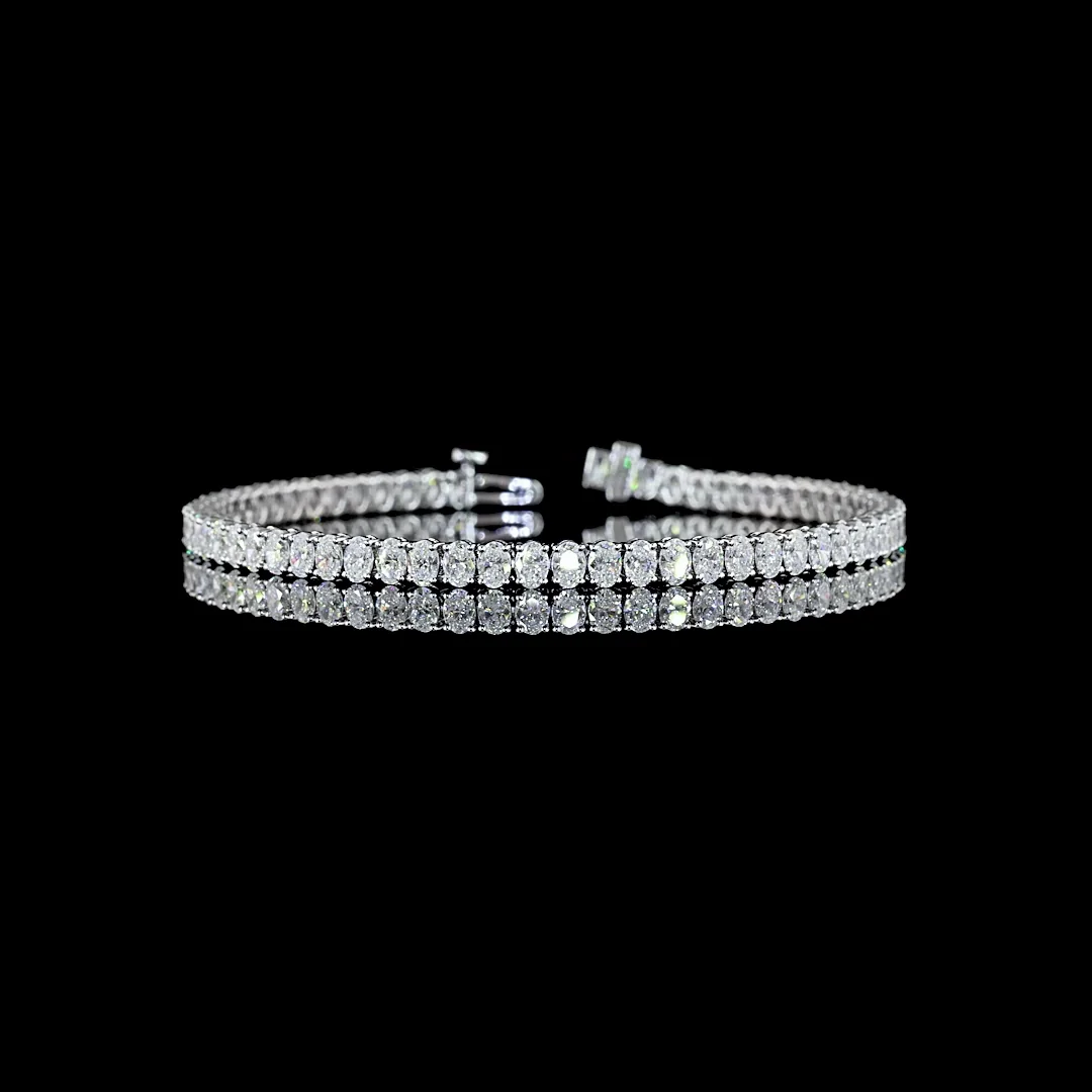 6.04 Cts 14k White Gold Oval Shape Tennis Bracelet - Video