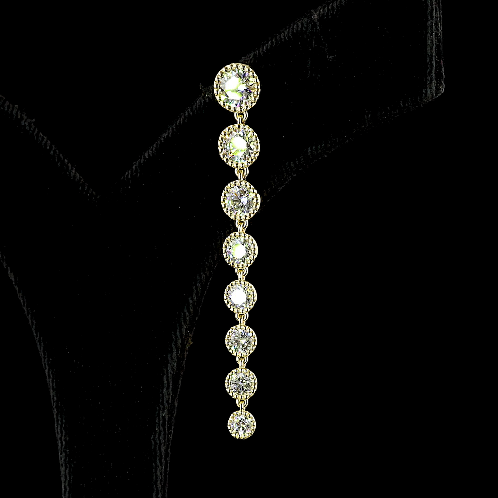 3.51 Cts 14k Yellow Gold Round Shape Hanging Earring - Image 4