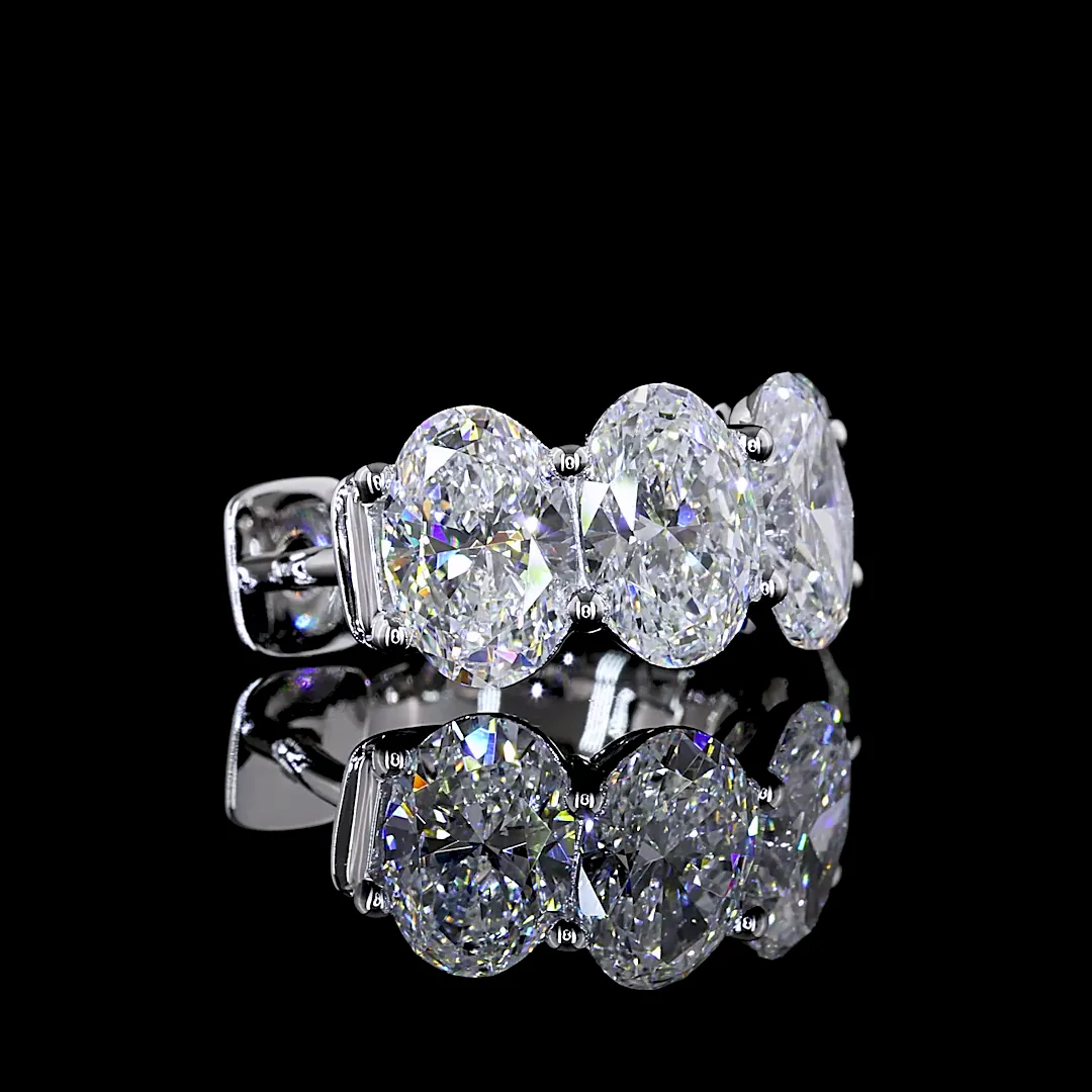 5.18 Cts 14k White Gold Oval Shape Huggies Earring - Image 2