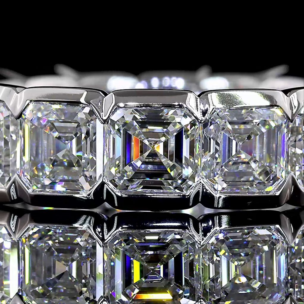 6.4 Cts 14k White Gold Asscher Shape Eternity Band Eternity Band - Image 3