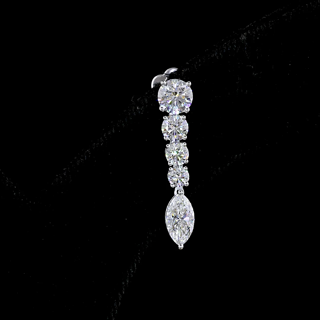 2.96 Cts 14k White Gold Mix Shape Hanging Earring - Image 3