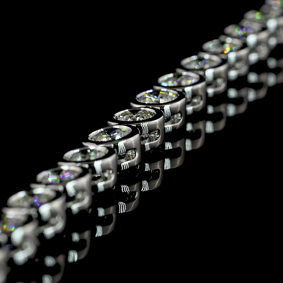 10.24 Cts 14k White Gold Round Shape Tennis Necklace - Image 2