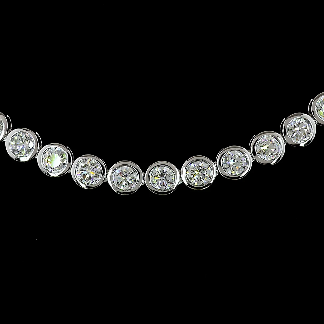 10.24 Cts 14k White Gold Round Shape Tennis Necklace - Image 3