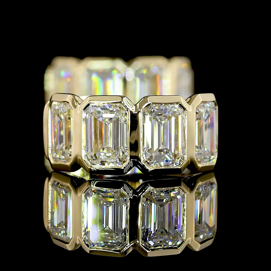 3.33 Cts 14k Yellow Gold Emerald Shape Huggies Earring - Image 2