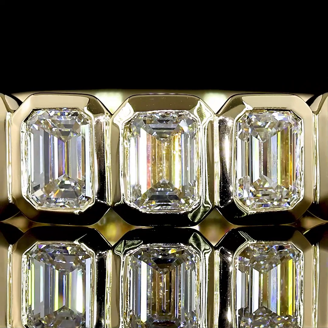 2.15 Cts 14k Yellow Gold Emerald Shape 3/4 Band Eternity Band - Image 3