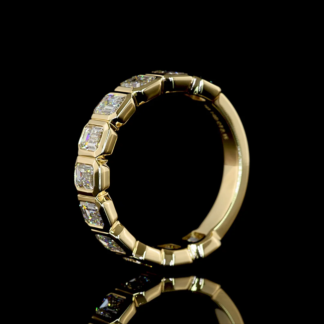 2.15 Cts 14k Yellow Gold Emerald Shape 3/4 Band Eternity Band - Image 4