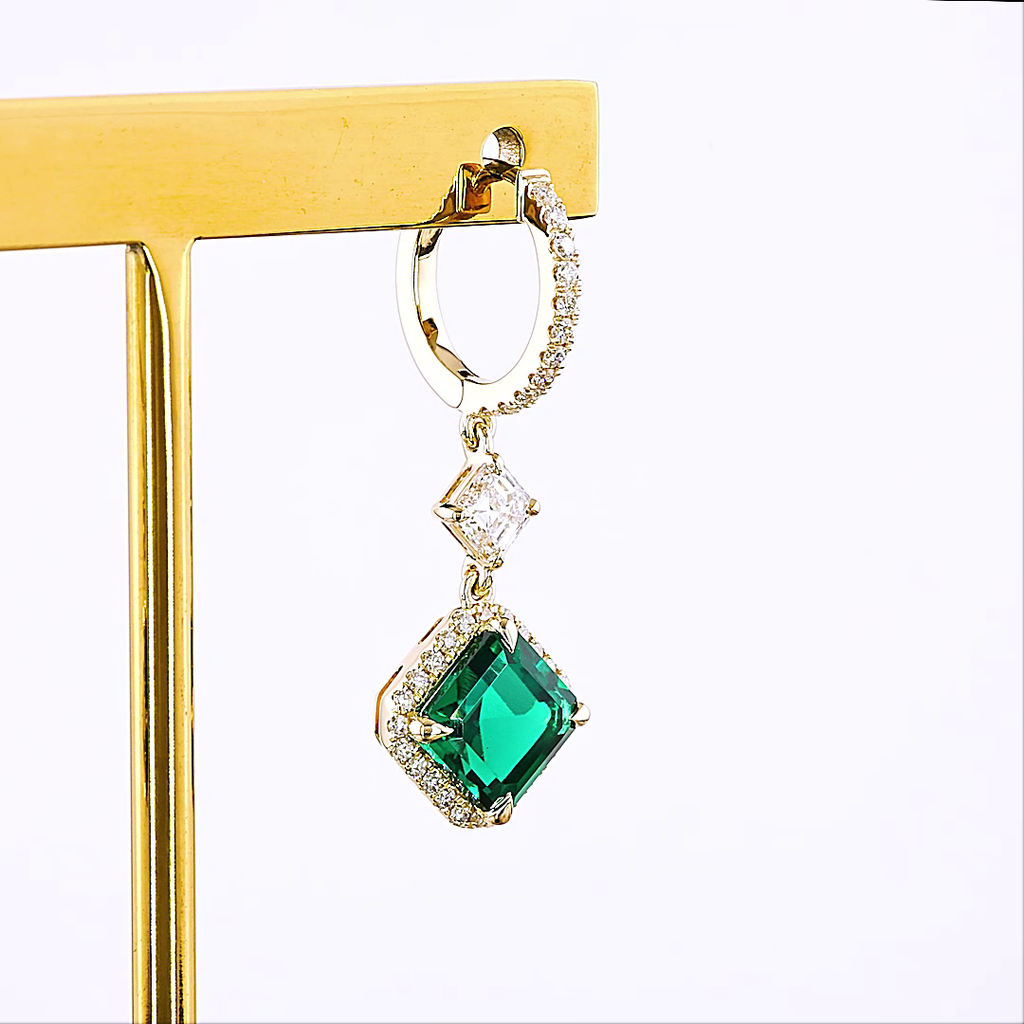 1.04 Cts 14k Yellow Gold Mix Shape Hanging Earring - Image 4