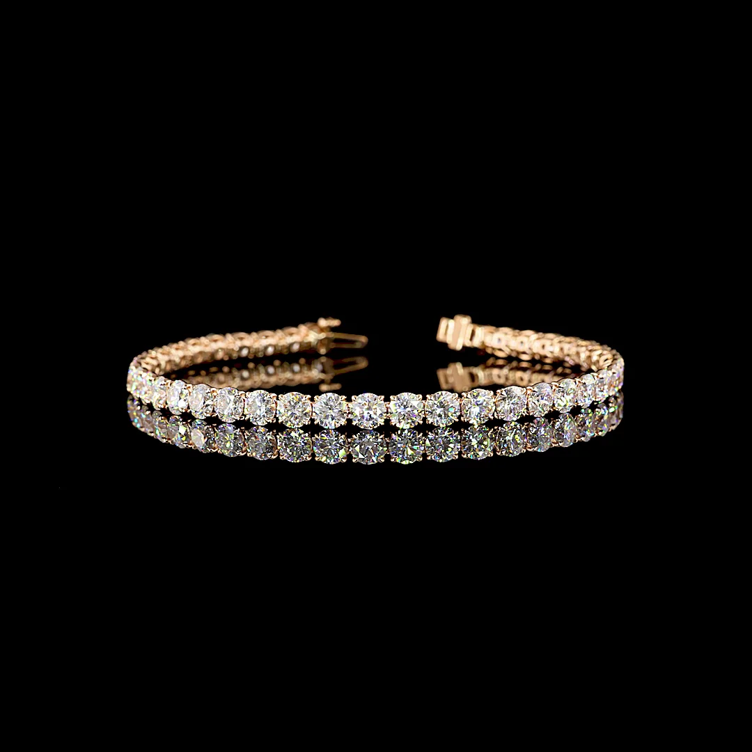 16.47 Cts 14k Rose Gold Round Shape Tennis Bracelet - Video