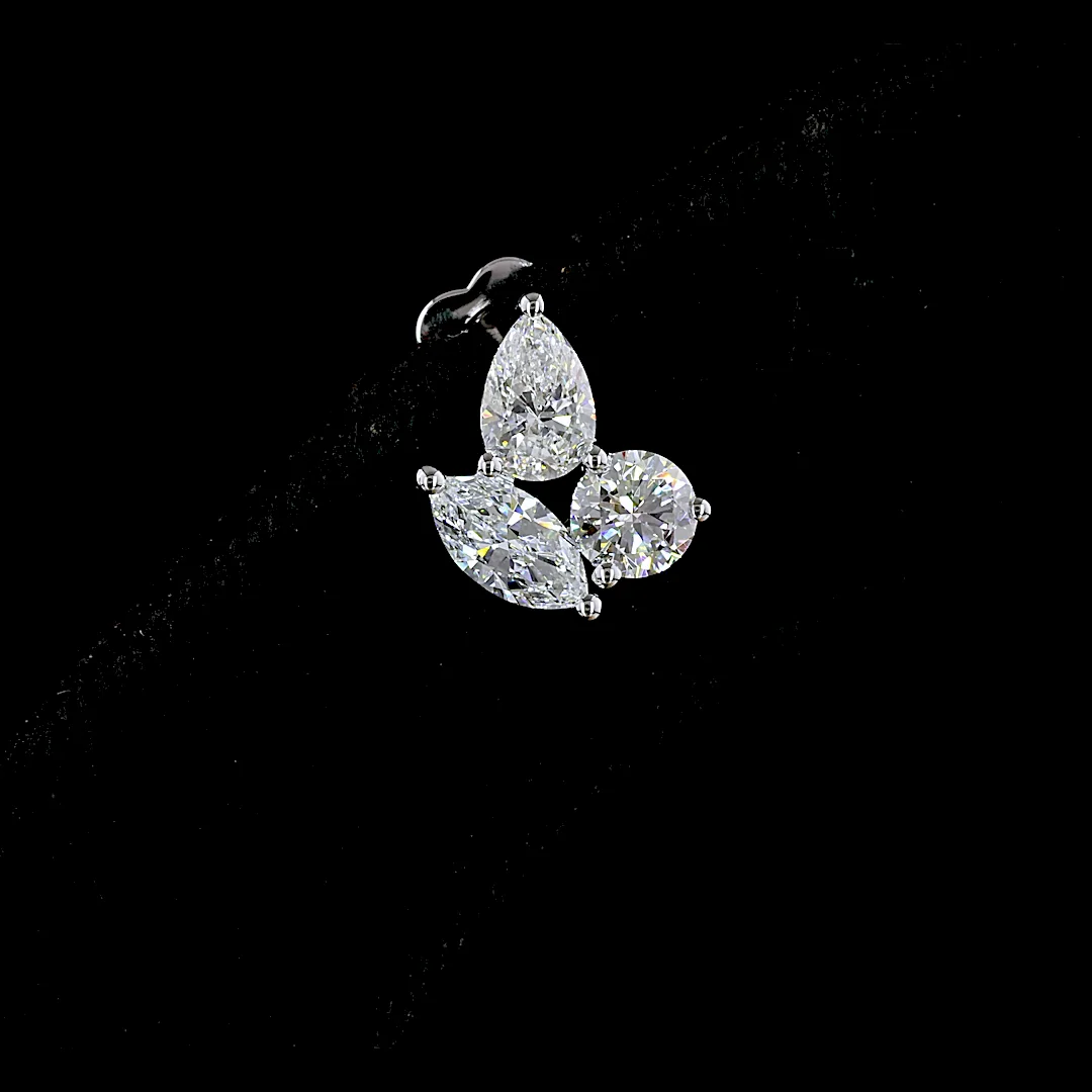 2.04 Cts 14k White Gold Round Shape Studs Earring - Image 3