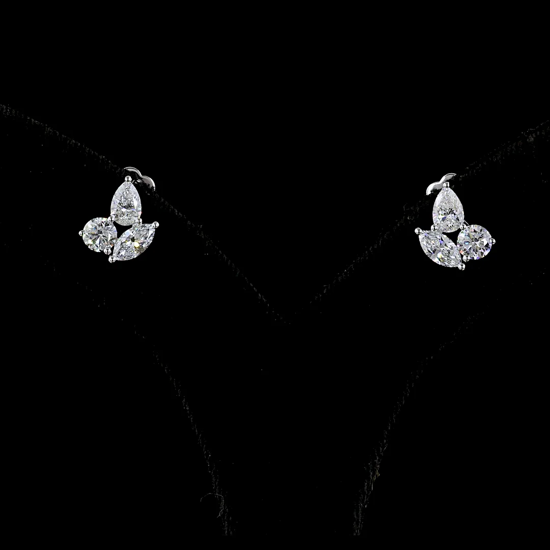 2.04 Cts 14k White Gold Round Shape Studs Earring - Video