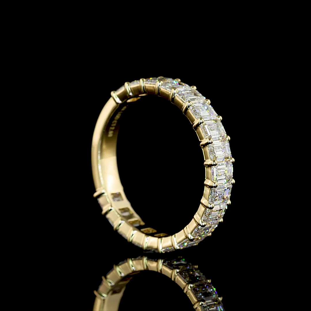 2.6 Cts 14k Yellow Gold Emerald Shape 3/4 Band Eternity Band - Image 2