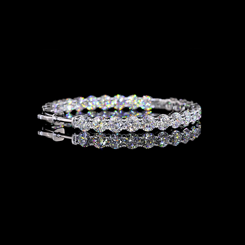 10.63 Cts 14k White Gold Round Shape Hoops Earring - Image 2