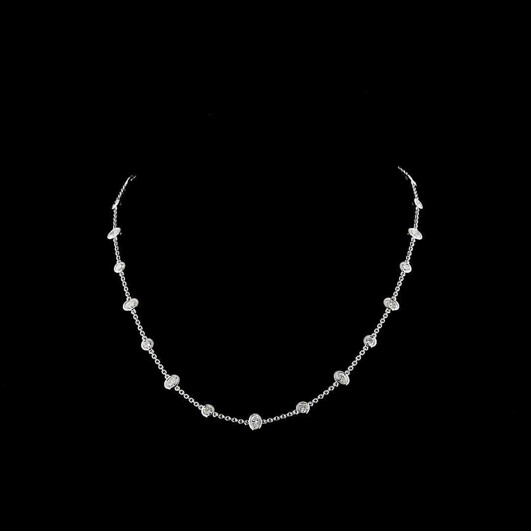 4.26 Cts 14k White Gold Oval Shape Station Necklace - Video