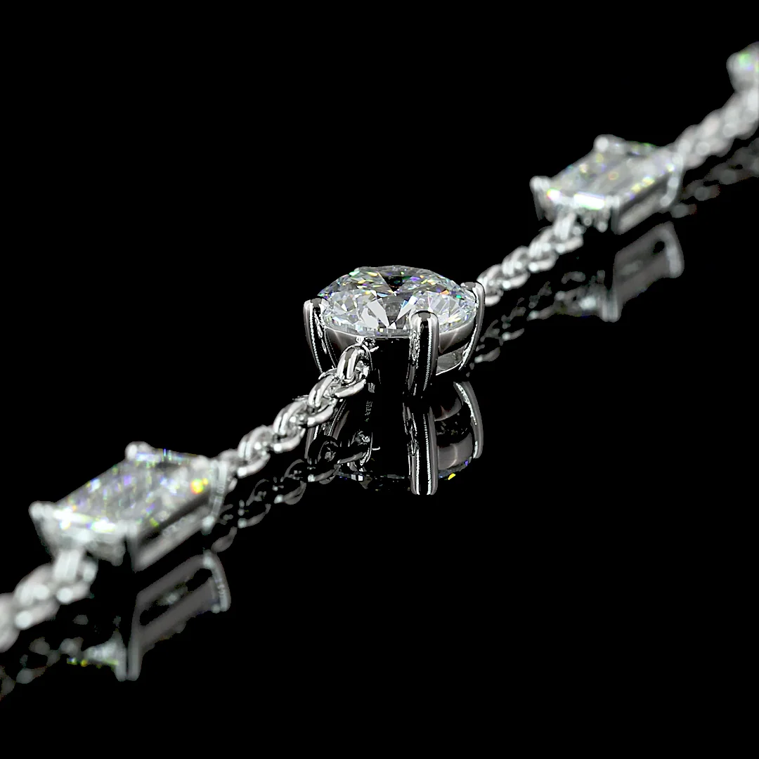 4.14 Cts 14k White Gold Mix Shape Station Necklace - Image 2