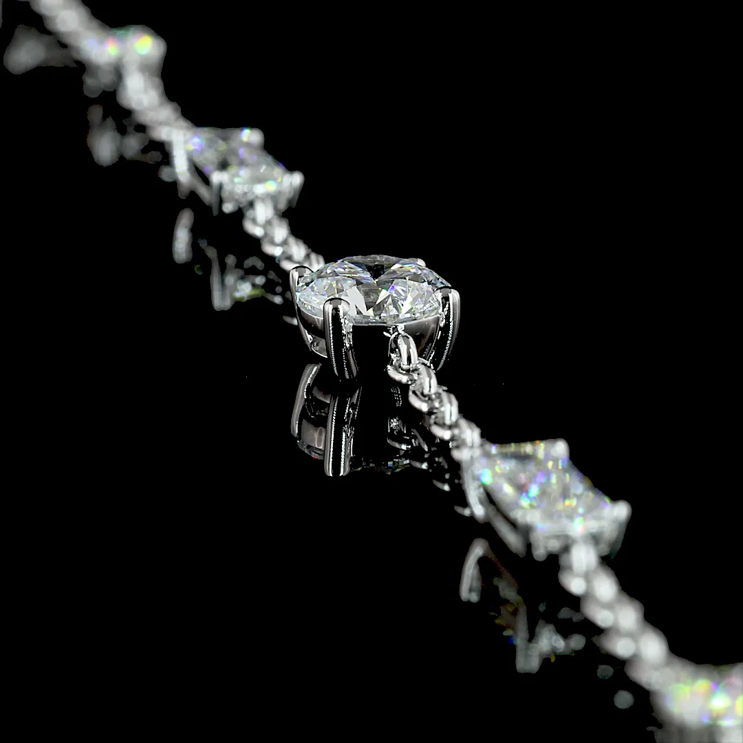 4.14 Cts 14k White Gold Mix Shape Station Necklace - Image 4