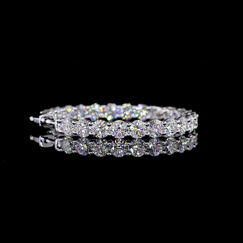 9.02 Cts 14k White Gold Round Shape Hoops Earring - Image 2