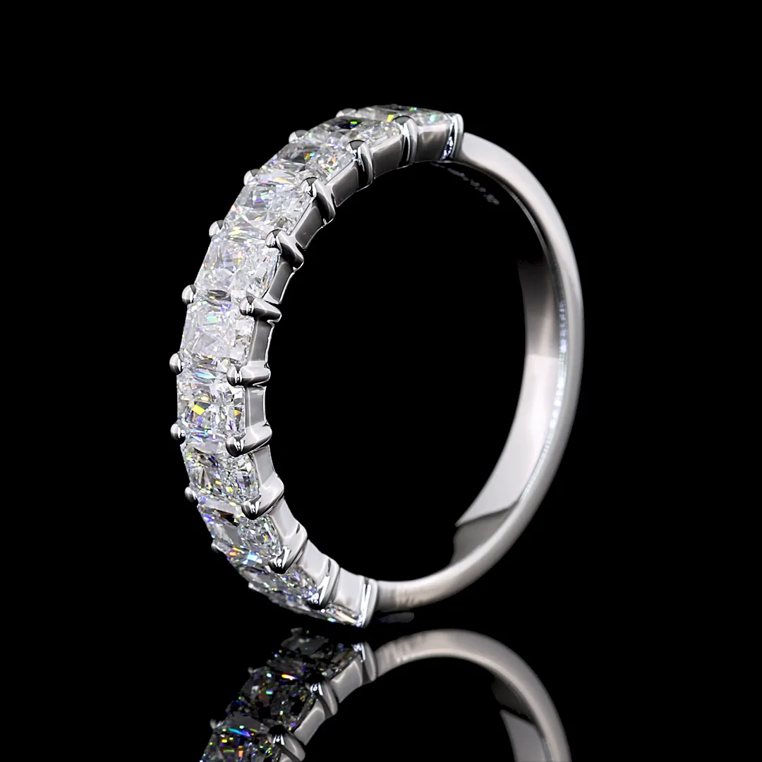 2.32 Cts 18k White Gold Radiant Shape Half Eternity Eternity Band - Image 4