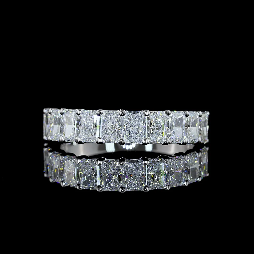 2.32 Cts 18k White Gold Radiant Shape Half Eternity Eternity Band - Video