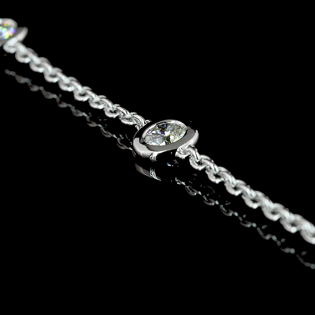 1.53 Cts 14k White Gold Round Shape Station Necklace - Image 4