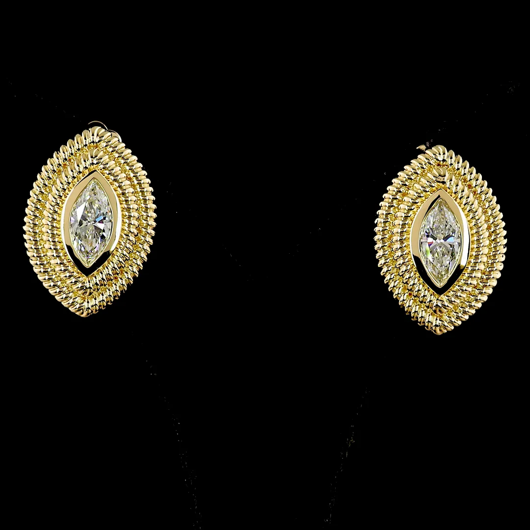2.32 Cts 14k Yellow Gold Marquise Shape Studs Earring - Video