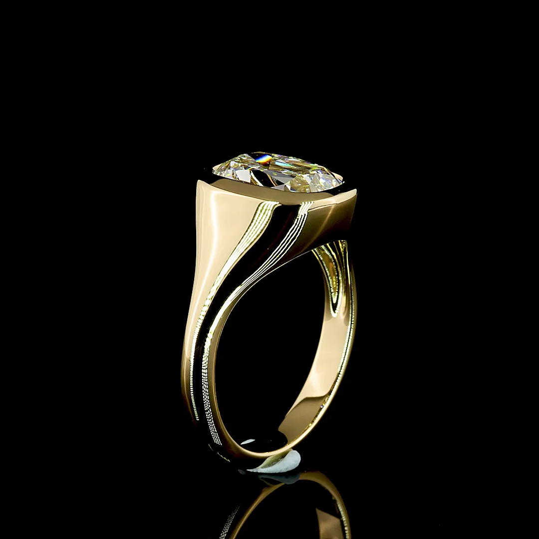 3.07 Cts 14k Yellow Gold Antique Cushion Shape Solitaire Ring - Image 4