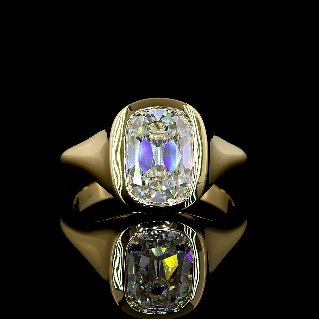 3.07 Cts 14k Yellow Gold Antique Cushion Shape Solitaire Ring - Video