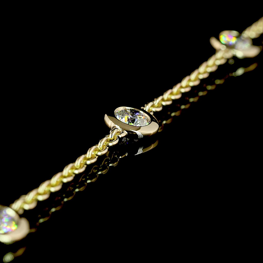 1.53 Cts 14k Yellow Gold Round Shape Station Necklace - Image 2