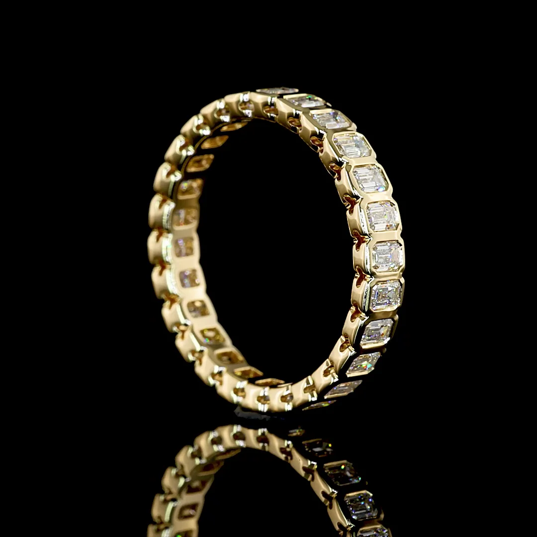 1.31 Cts 14k Yellow Gold Emerald Shape Eternity Band Eternity Band - Image 2
