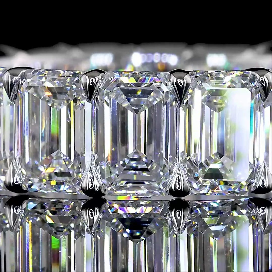 7.98 Cts 14k White Gold Emerald Shape Eternity Band Eternity Band - Image 3