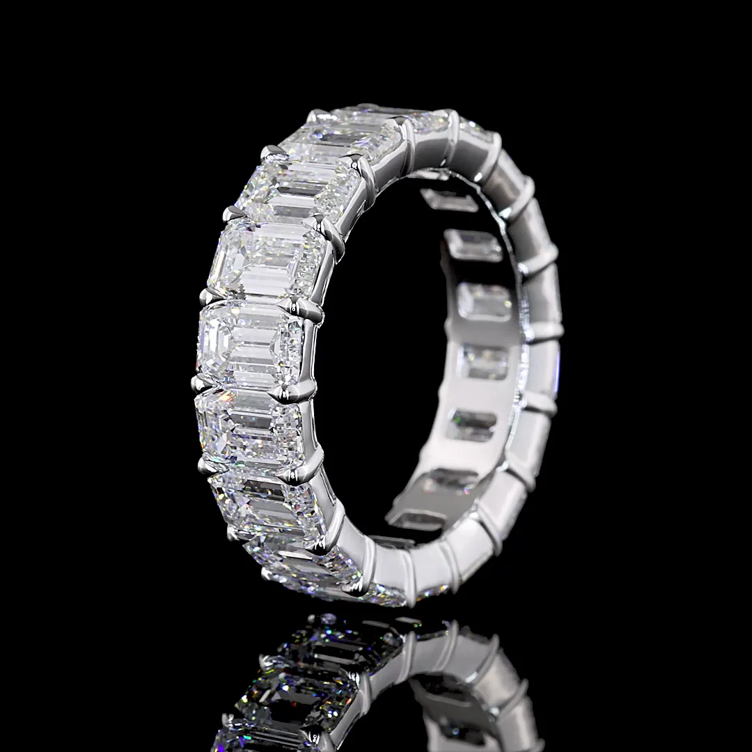 7.98 Cts 14k White Gold Emerald Shape Eternity Band Eternity Band - Image 4