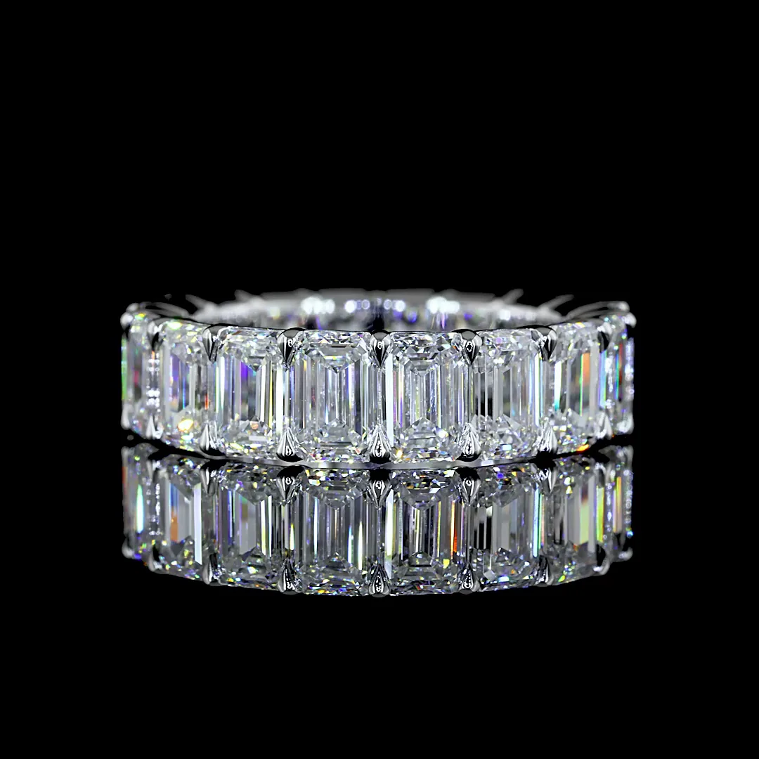 7.98 Cts 14k White Gold Emerald Shape Eternity Band Eternity Band - Video