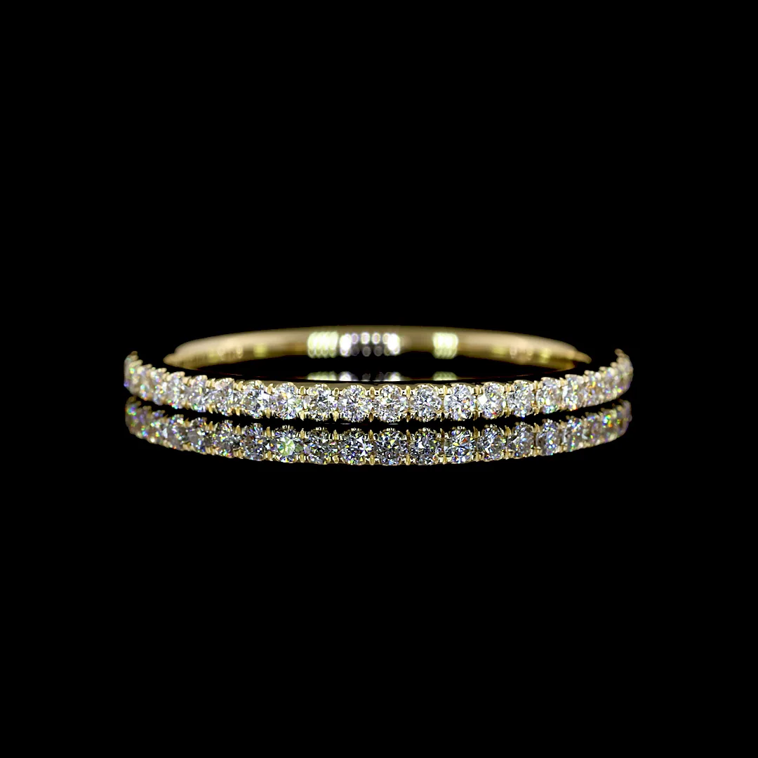 0.25 Cts 14k Yellow Gold Round Shape 3/4 Band Eternity Band - Video