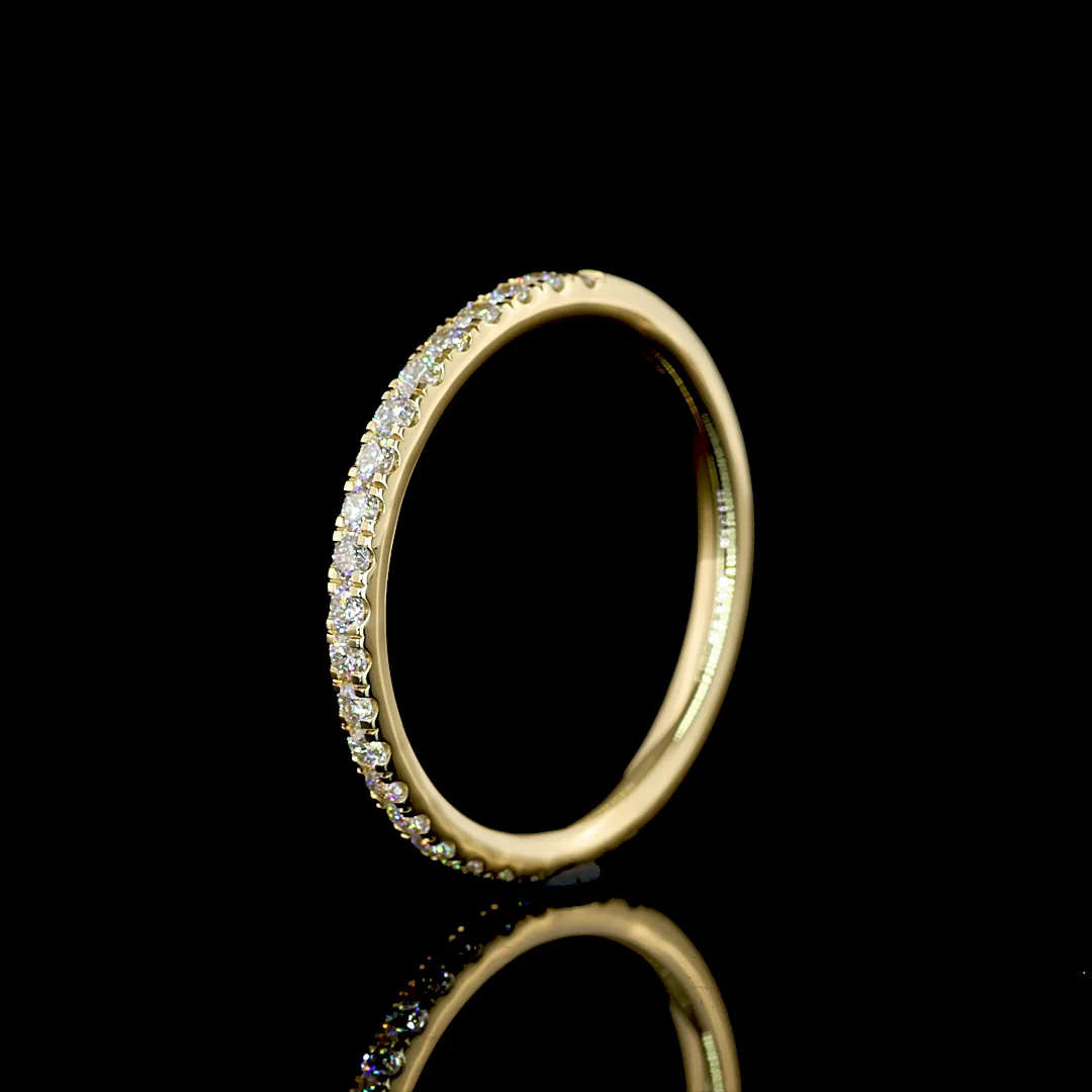 0.29 Cts 14k Yellow Gold Round Shape Half Eternity Eternity Band - Image 4