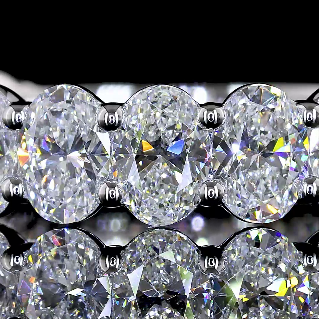 2.93 Cts 14k White Gold Oval Shape 3/4 Band Eternity Band - Image 3